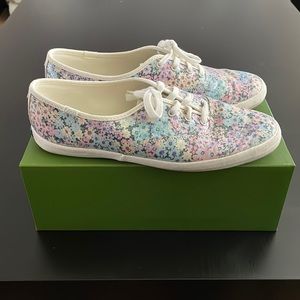 Keds x Kate Spade Champion Daisy Garden Blue Glitter Tennis Shoes